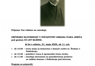 OBČINSKA SLOVESNOST V POČASTITEV DEKANA IVANA JERIČA pod geslom 50 LET BLIŽINE
