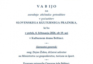 OSREDNJA OBČINSKA PRIREDITEV v počastitev SLOVENSKEGA KULTURNEGA PRAZNIKA