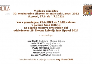 odprtje razstave umetniških del  udeležencev 29. likovne kolonije Izak Lipovci 2021